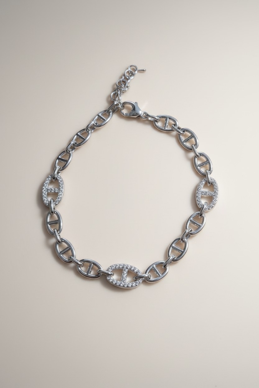 Bracelet tendance en argent 925 &amp; oxydes de zirconium