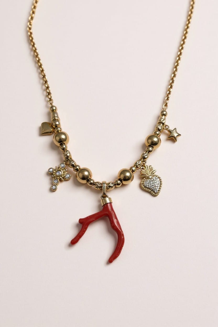 Collier Femme avec  branche en Corail rouge véritable de Corse authentique