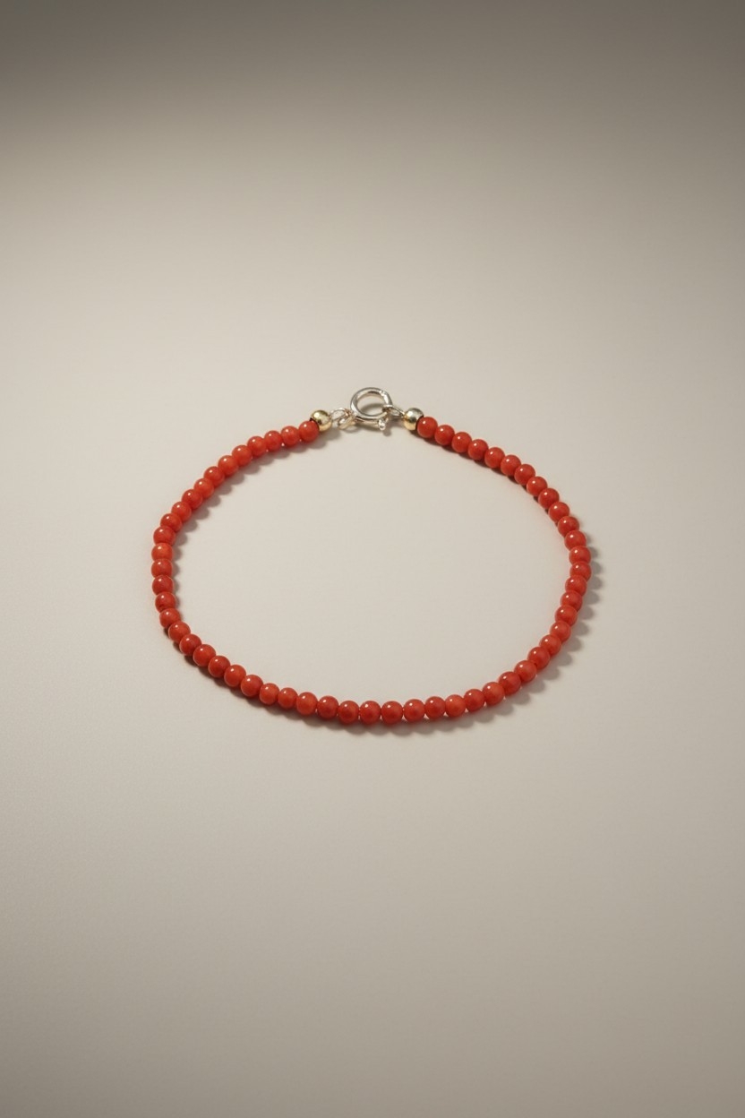 Bracelet en Maille Or et Grains de Corail