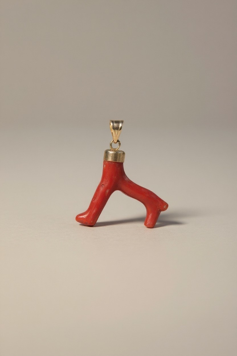 Pendentif Corail Rouge de Corse et Or