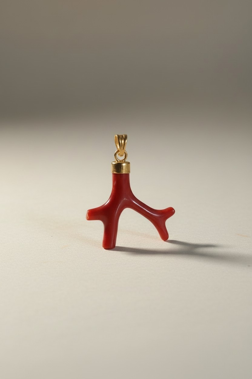 Véritable pendentif Corail Rouge de Corse et Or