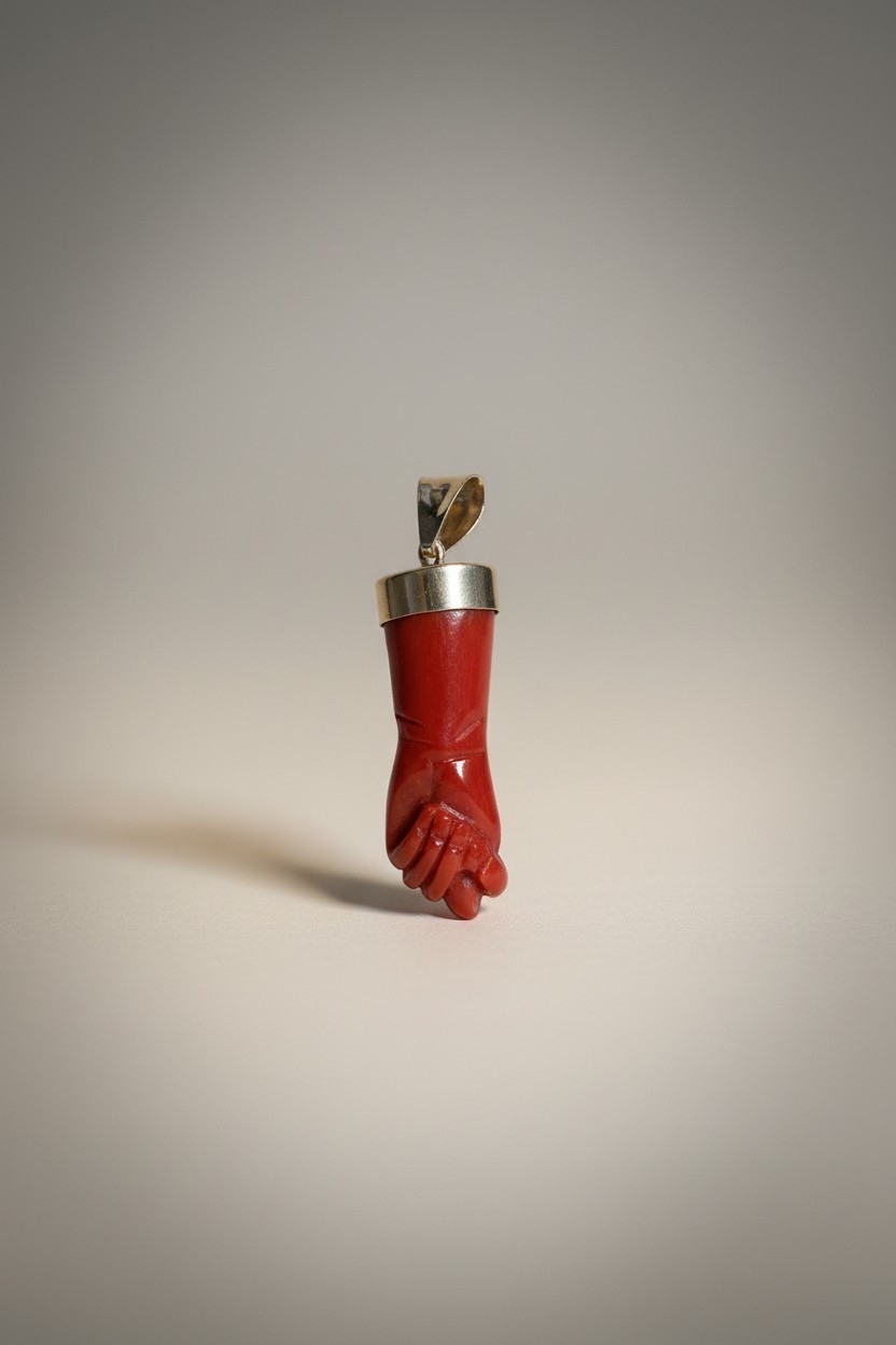 Pendentif corail rouge véritable et or 18k