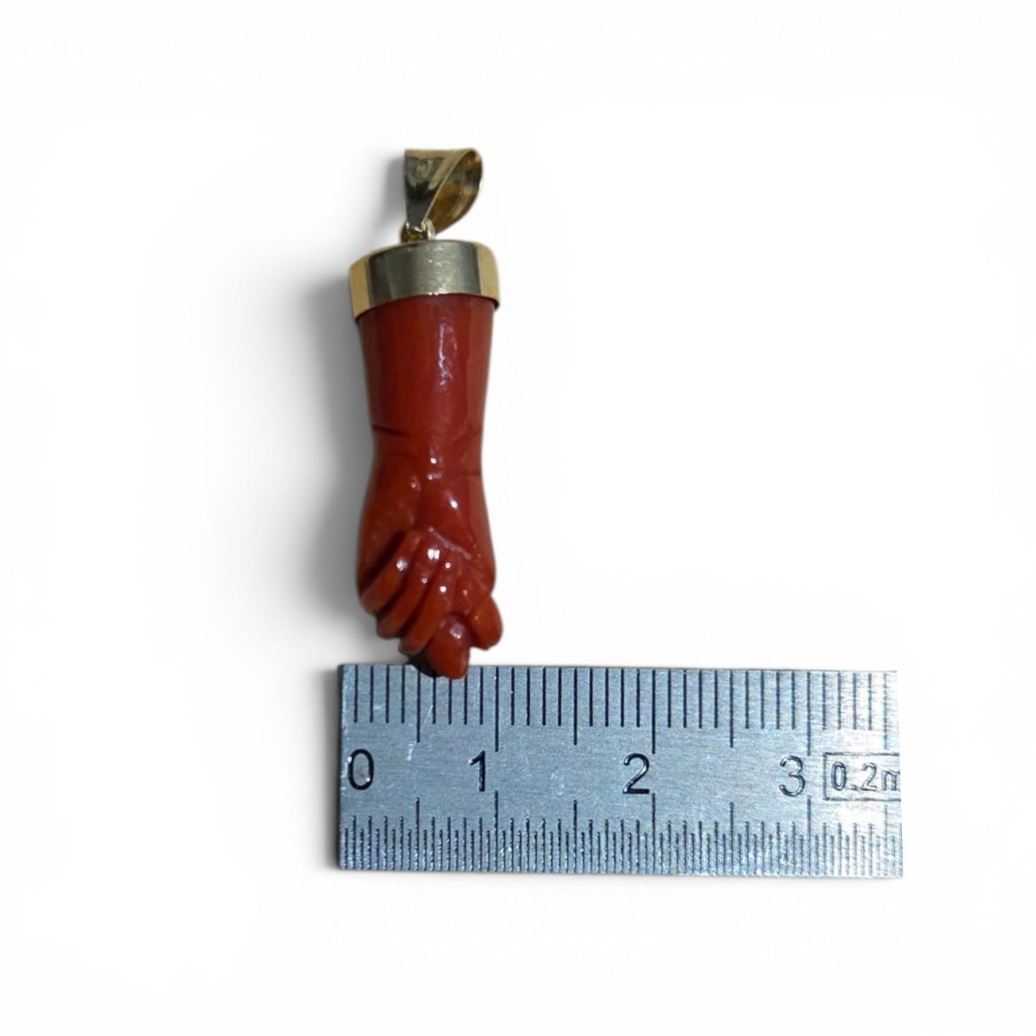 Pendentif corail rouge véritable et or 18k Corse