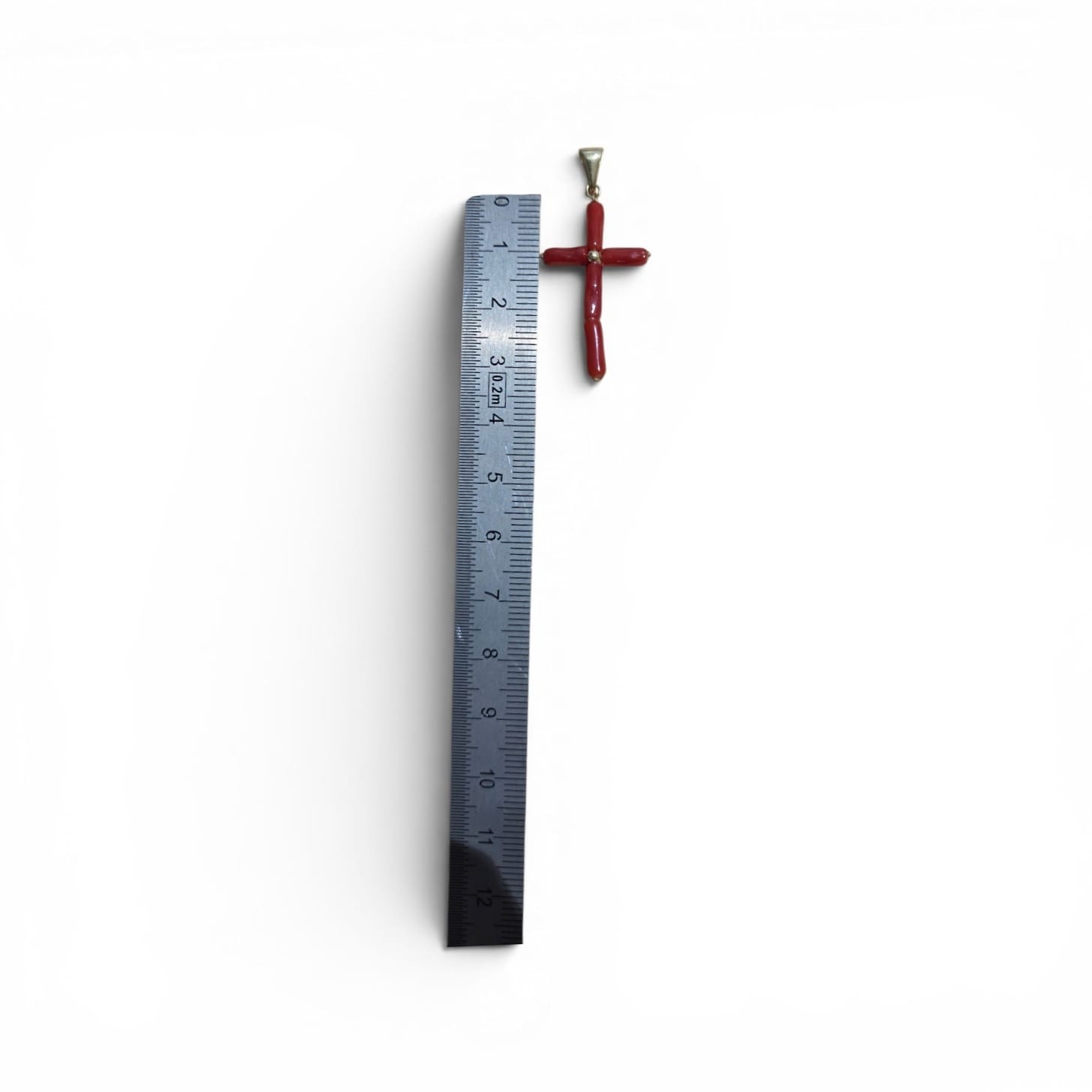 Pendentif croix corail de Méditerranée et or Corse