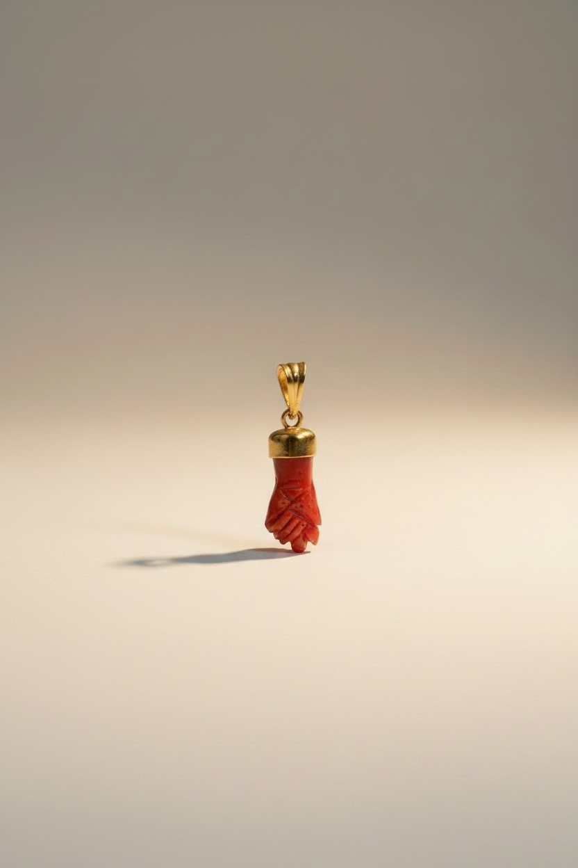 Petit pendentif discret en corail et or corse