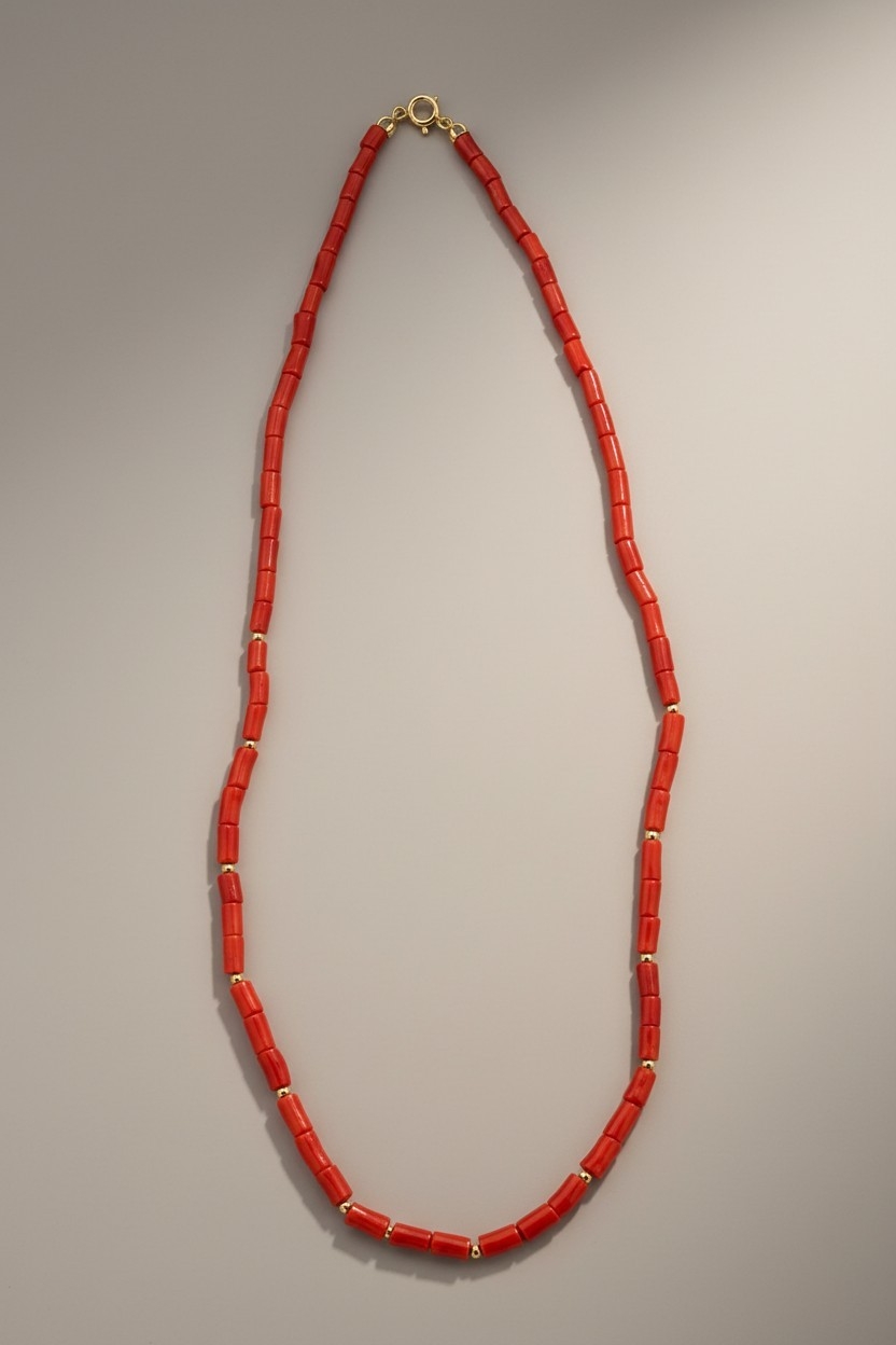Collier Corse en Corail Rouge et Or véritable