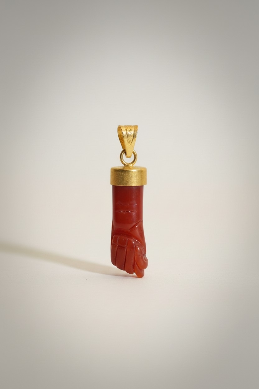 Main de corail rouge sertie sur or fin