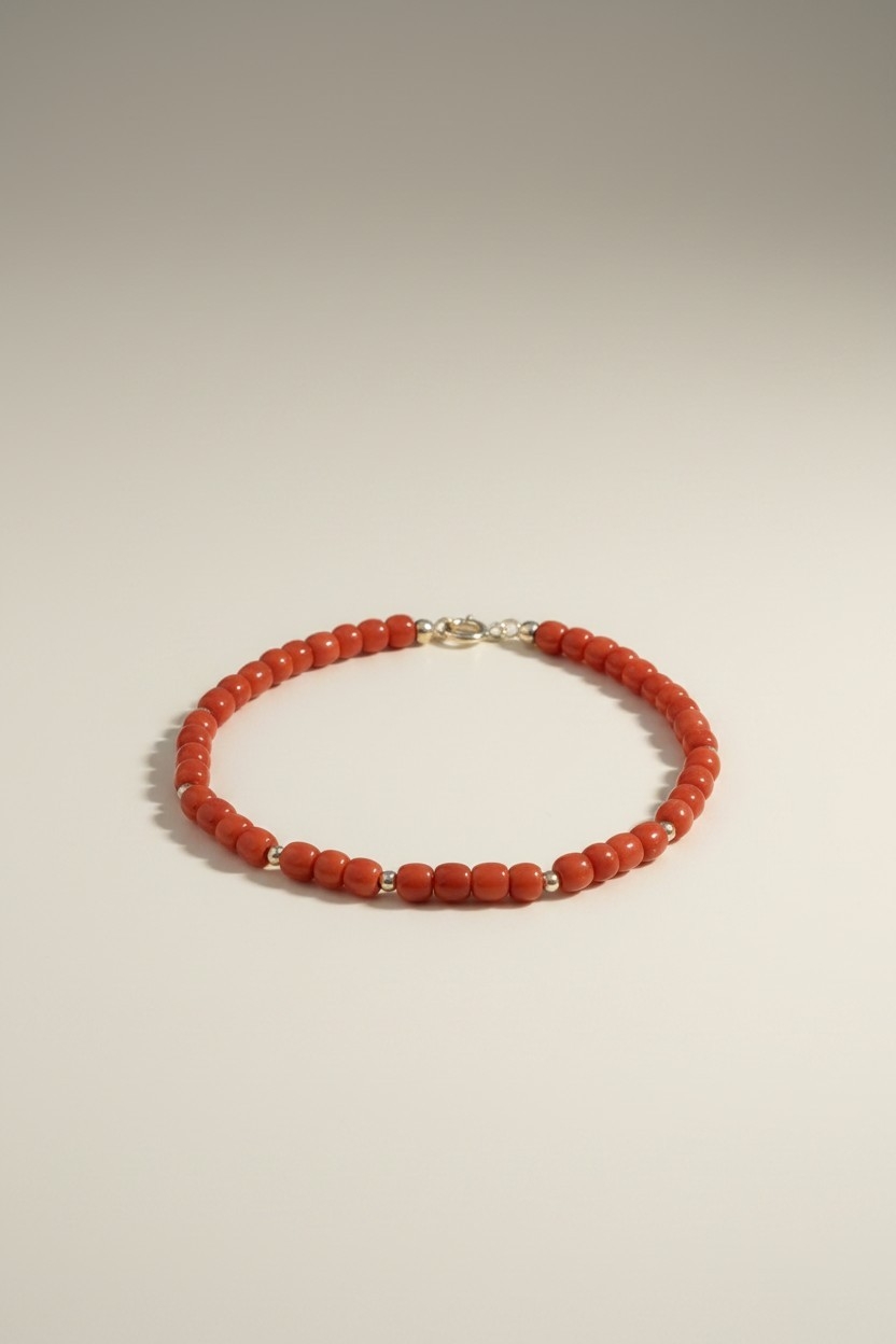 Bracelet Or 18 carats et Corail Véritable de Méditerranée