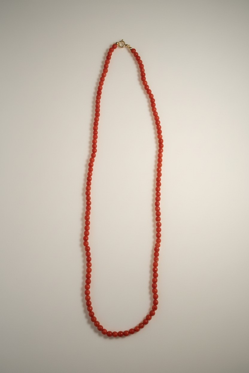 Collier or et corail véritable de Méditerranée