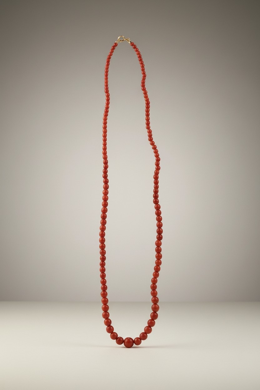 Bijou de cou en or et corail rouge véritable