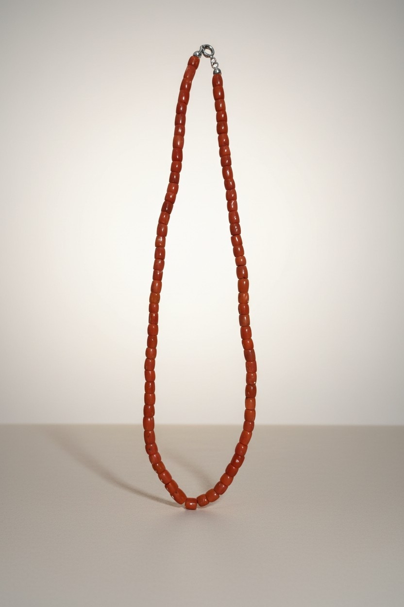 Collier argent 925 &amp; corail Rouge Corse