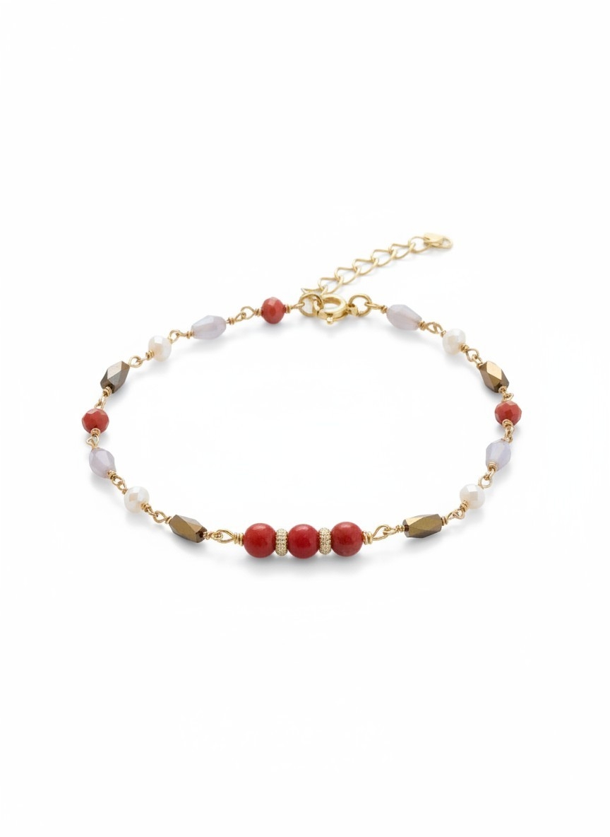 bracelet-fines-perles-corail-rouge