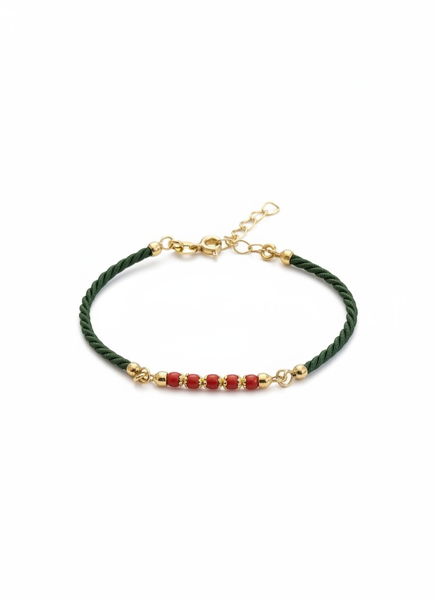 bracelet-cordon-vert-vermeil-corail