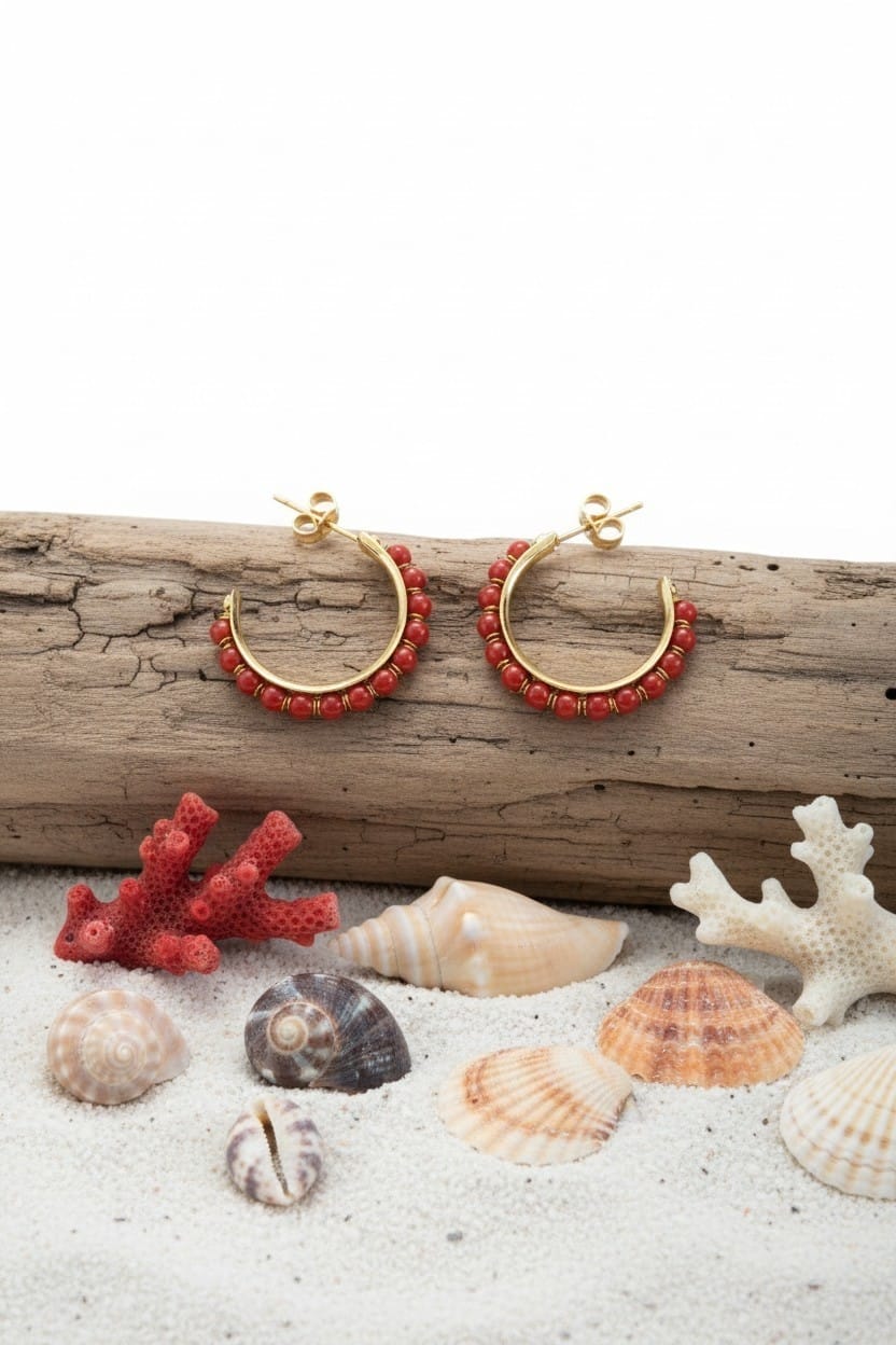Boucles doreilles corail véritable et vermeil prix doux
