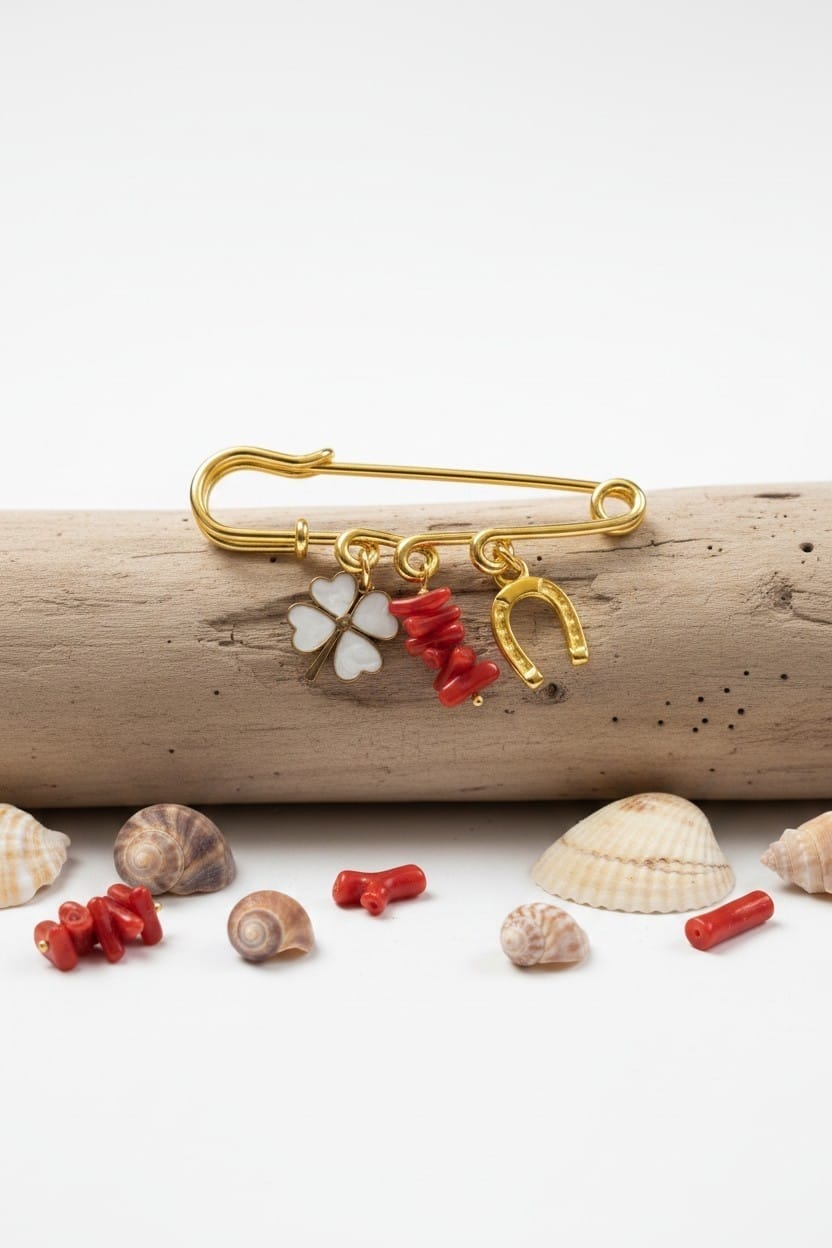 Broche Porte Bonheur Corail