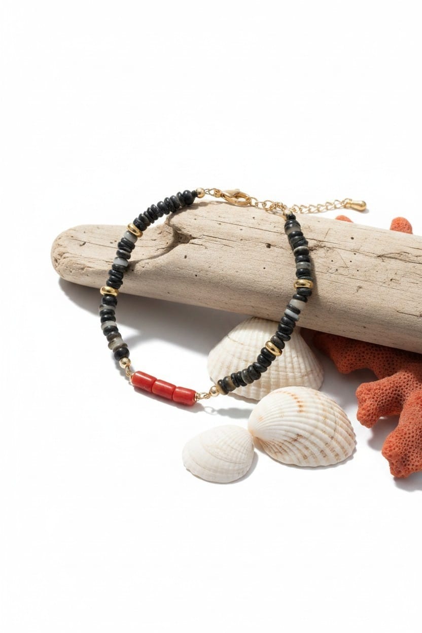Bracelet vermeil corail rouge