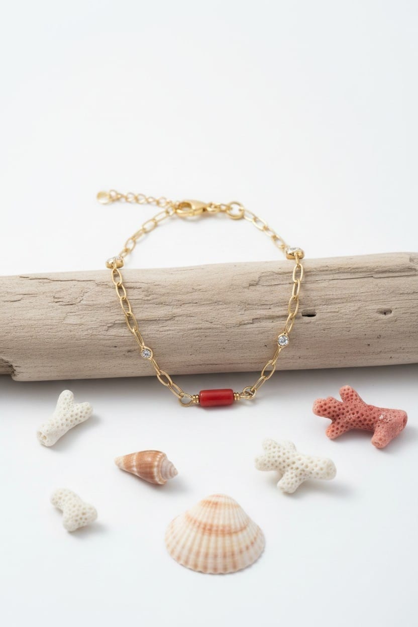 Bracelet Corail Vermeil et oxyde