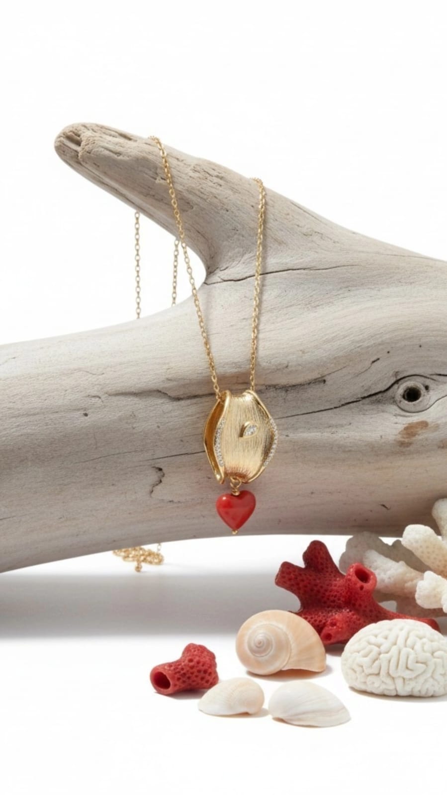 Collier vermeil oxyde et corail rouge de Corse