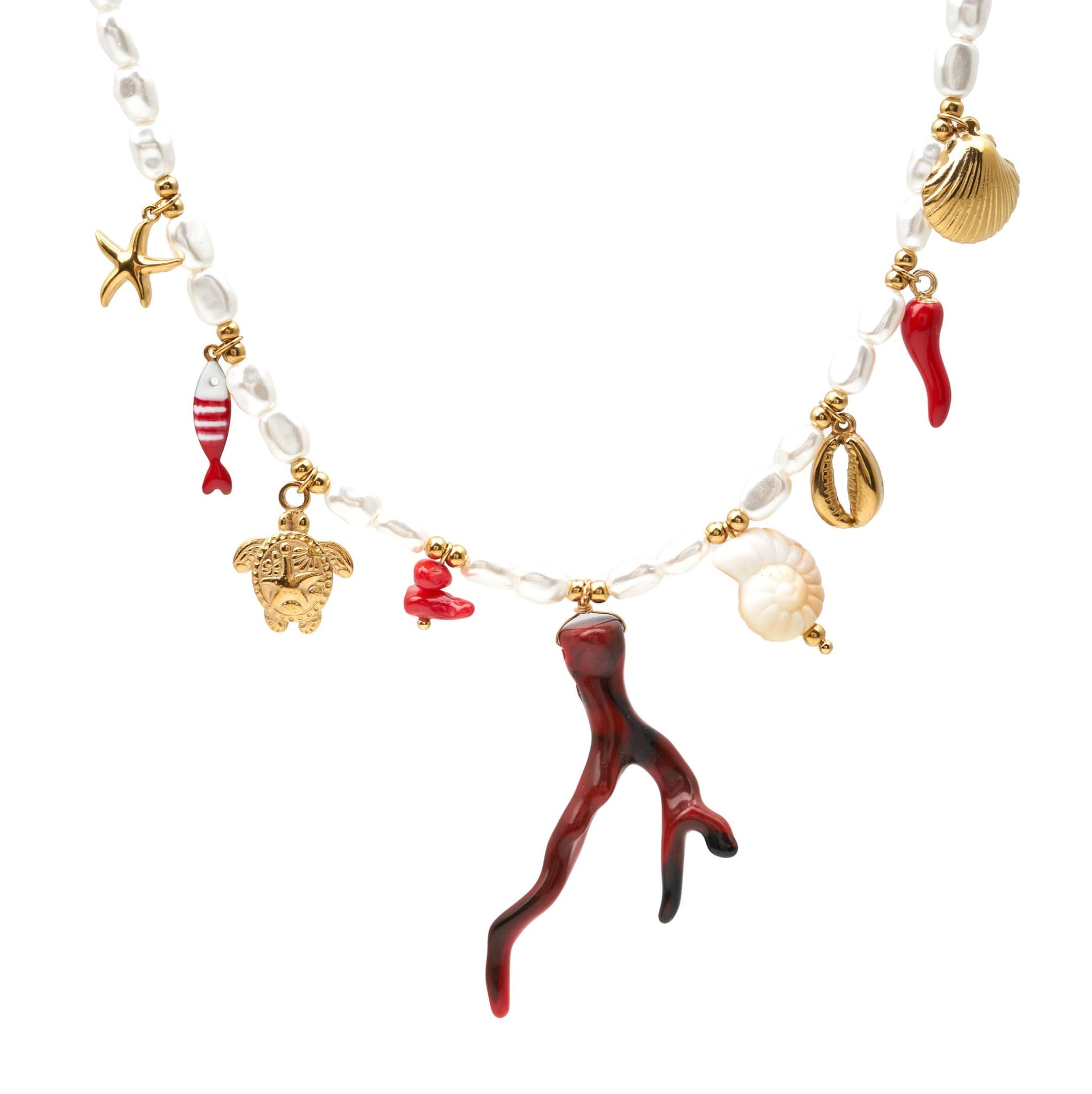 Collier femme perlers et breloques