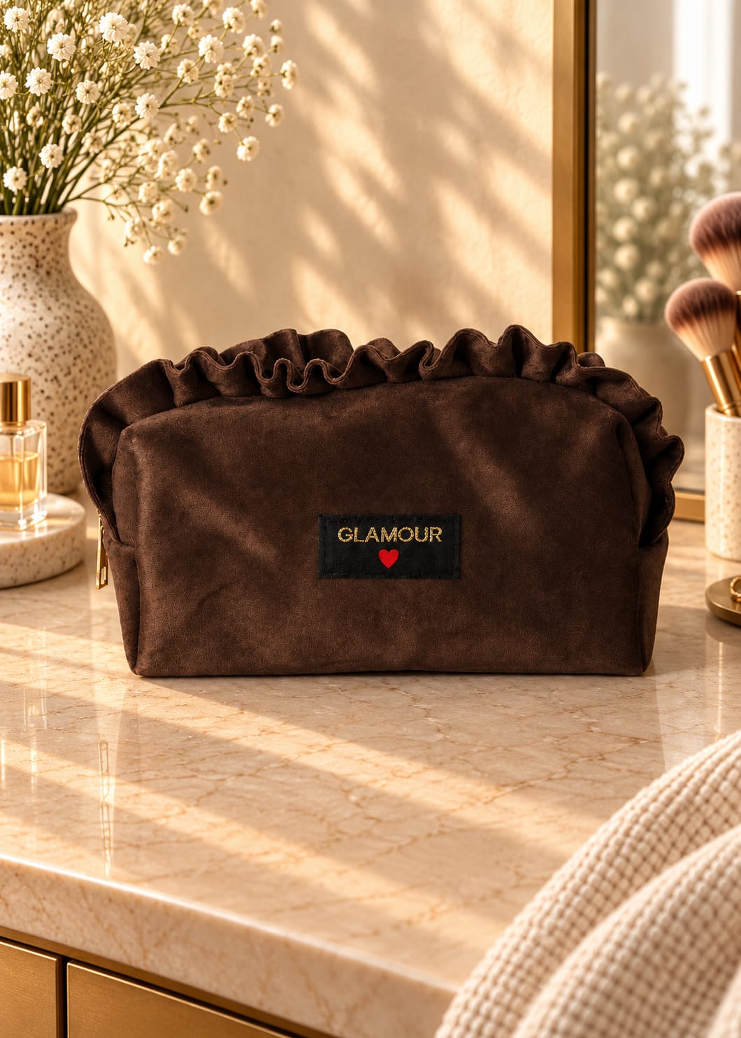 Pochette Trousse Glamour Marron