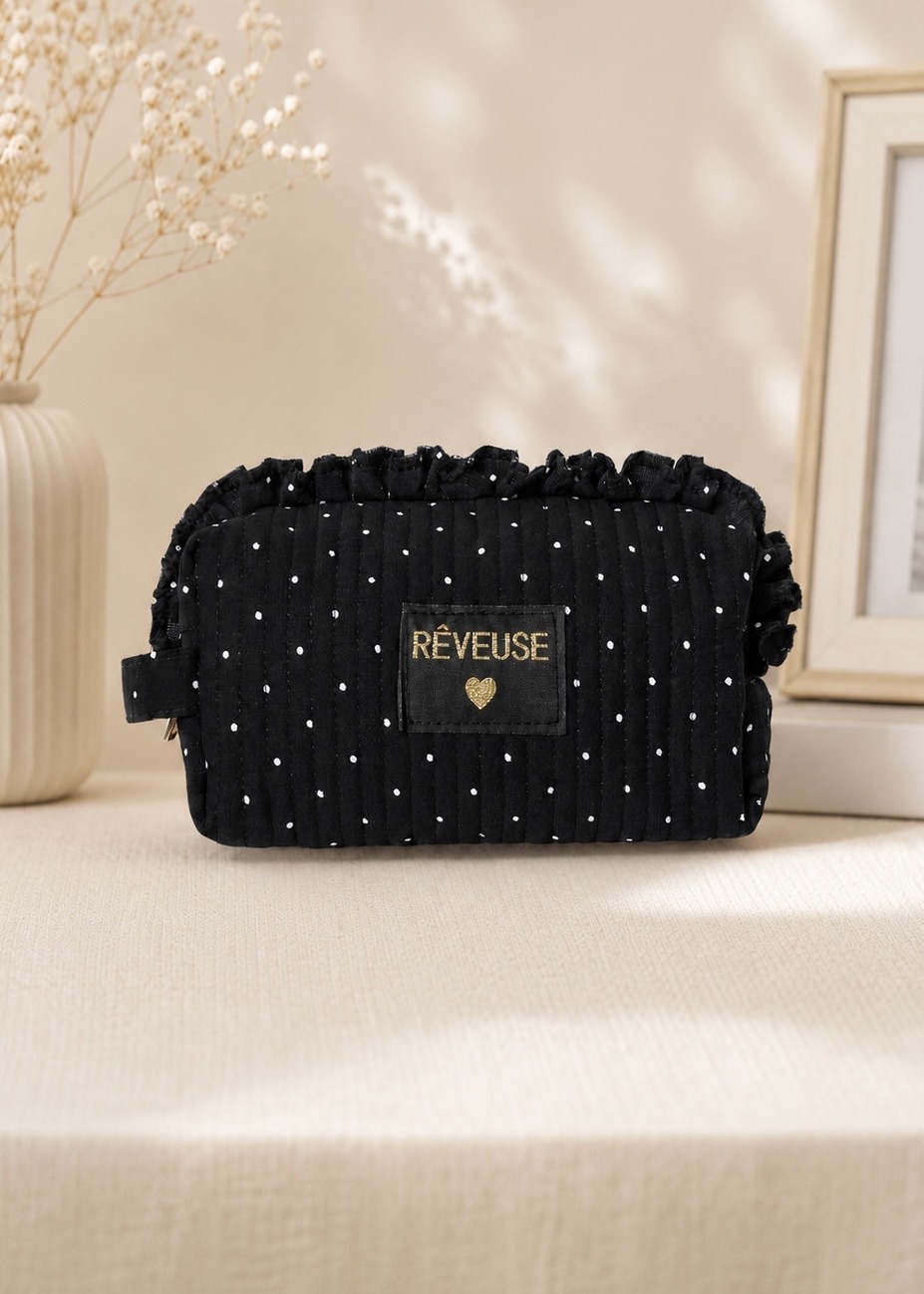 Pochette Trousse Rêveuse Noire et Blanche