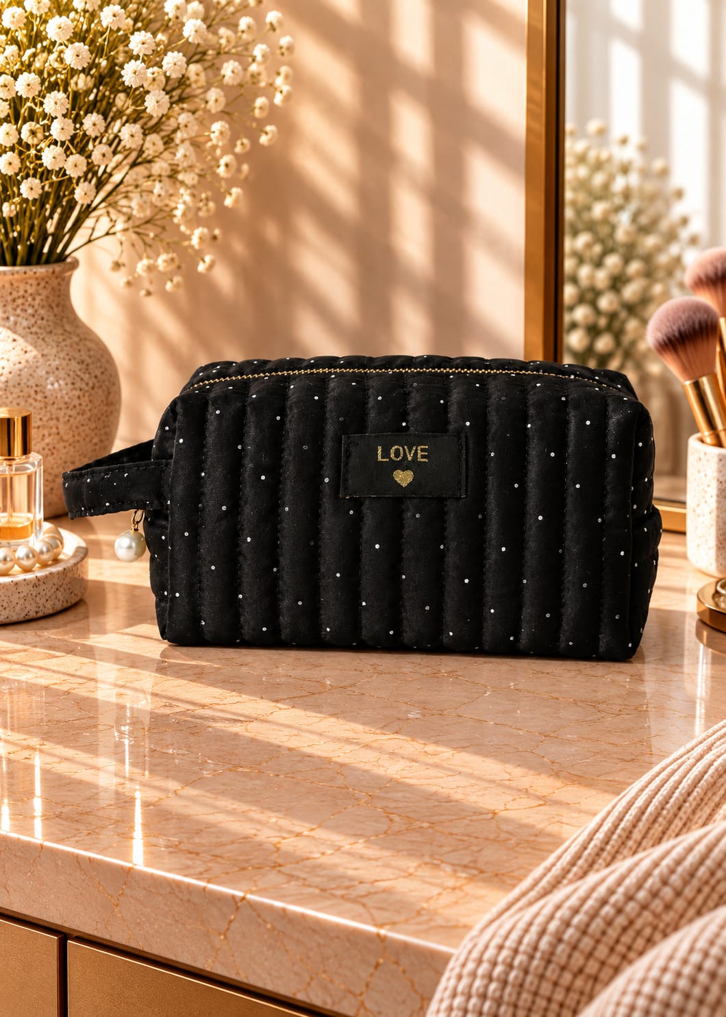 Pochette Trousse love noire