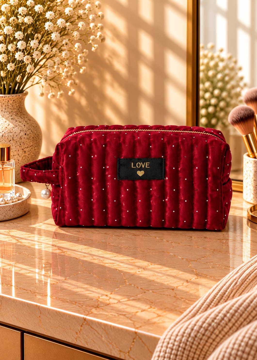 Pochette Trousse love femme rouge