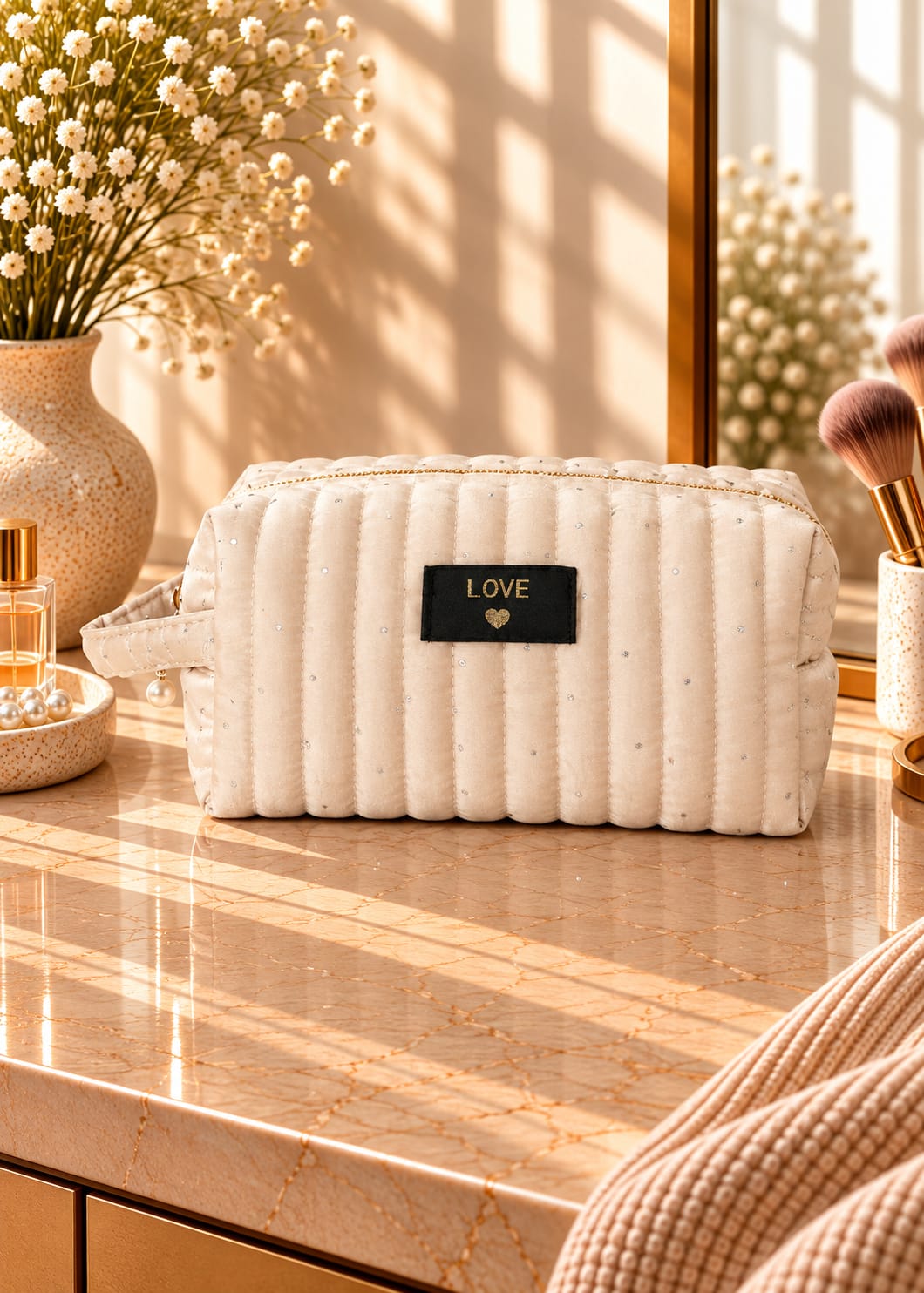 Pochette Trousse love femme blanche