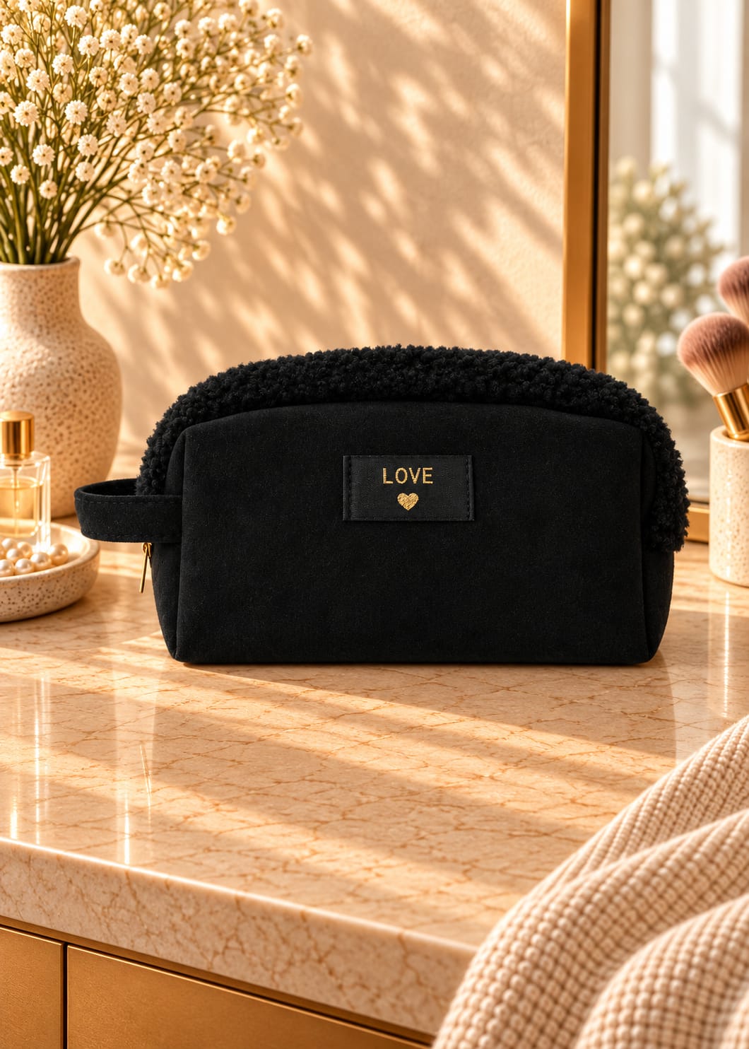 Pochette Trousse love femme noire