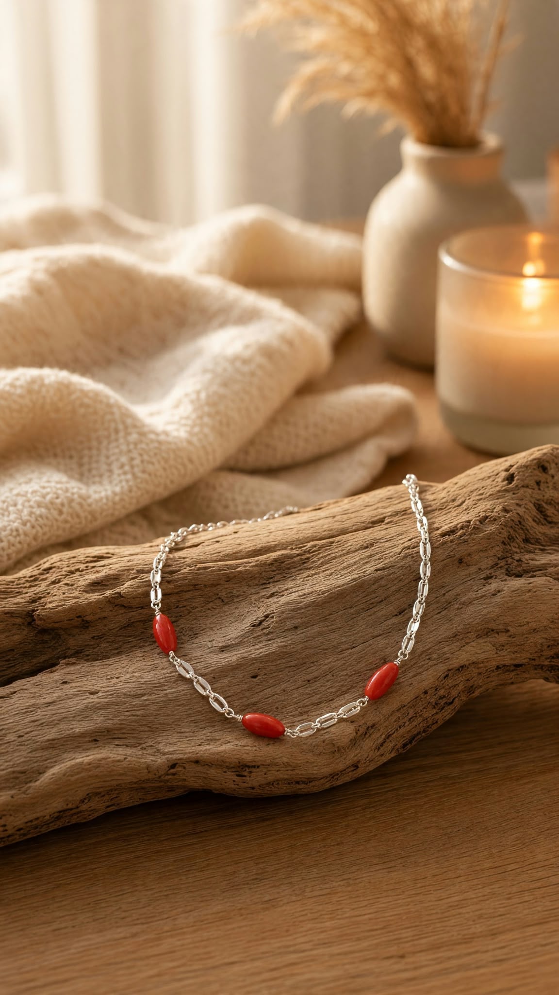 Bracelet femme en corail de méditerranée et argent 925