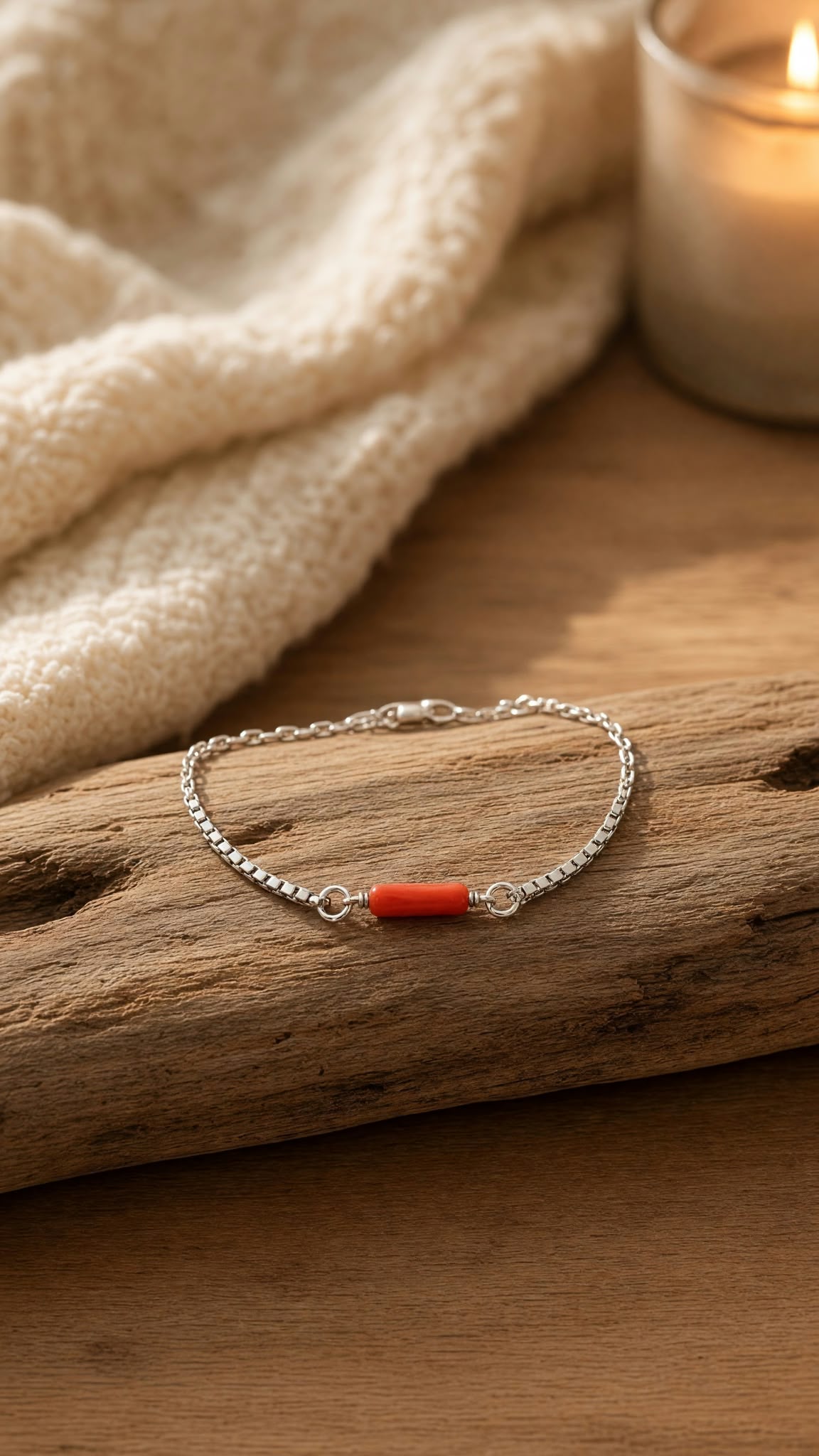 Bracelet bijoux femme en argent corail de méditerranée