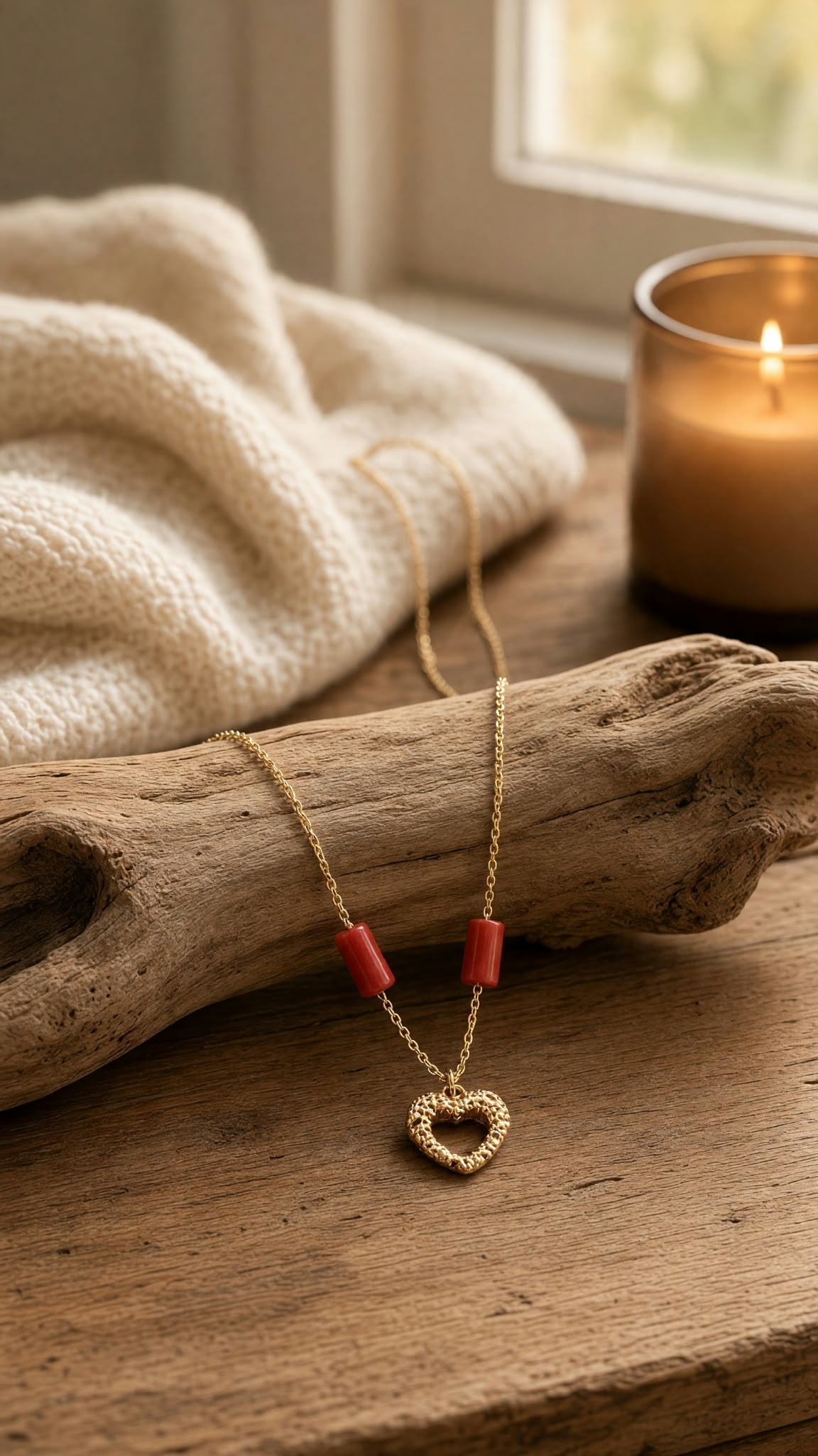 Collier argent 925 doré à l'or fin 18k corail véritable