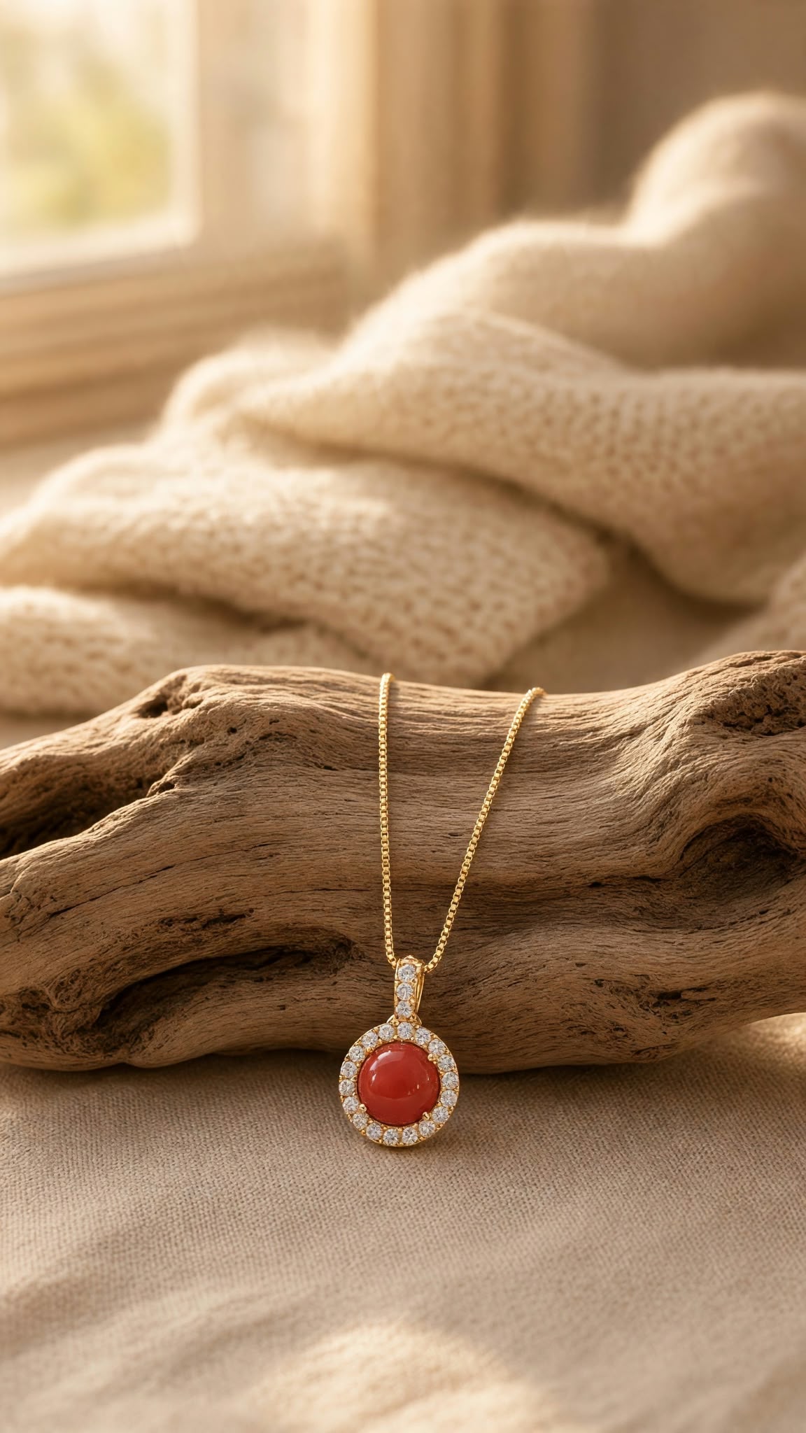 Collier femme argent 925 doré à lor fin 18k et corail