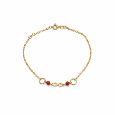 Bracelet infini et corail en or 18 carats