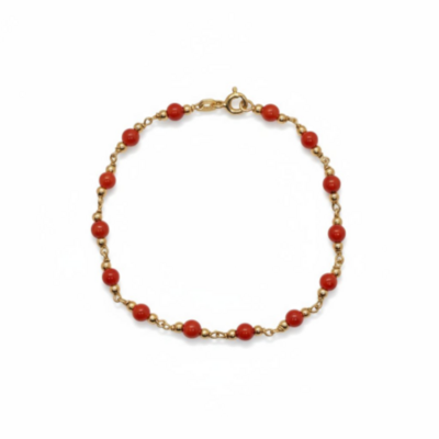 Bracelet femme or 18 carats et corail