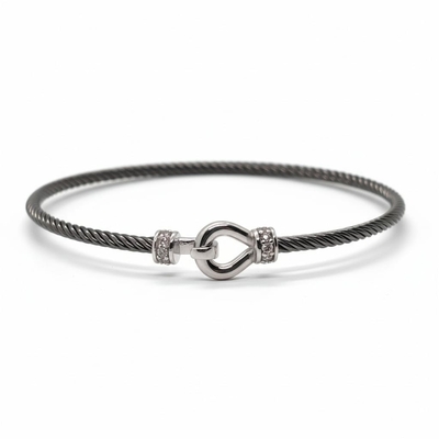 Bracelet femme en argent oxydes de zirconium boucle argenté
