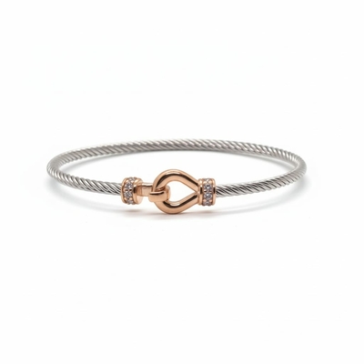 Bracelet femme en argent oxydes de zirconium boucle argenté et couleur or