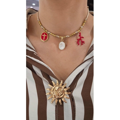 Collier oeil de sainte lucie breloque femme
