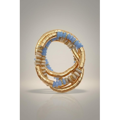bracelet fantaisie femme bleu et doré pas cher