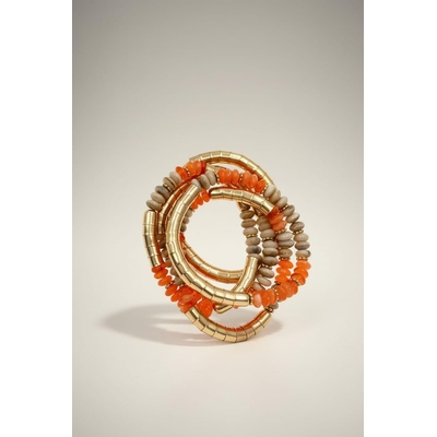 bracelet fantaisie femme tendance orange et doré