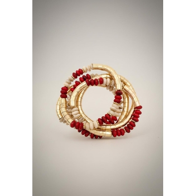 bracelet fantaisie femme élégant rouge et doré