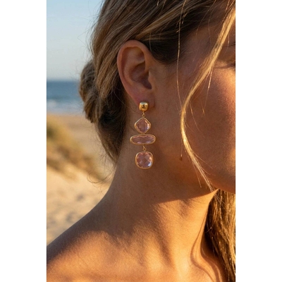 Boucles d'oreilles pendantes cristal rose