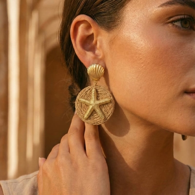 Boucles d oreilles femme coquillage acier inoxydable doré