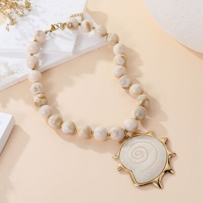 Collier femme coquillage blanc