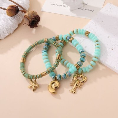 Bracelet breloque homard style haute fantaisie lot de 3 bleu