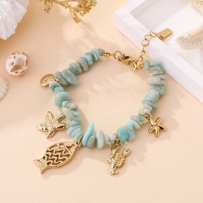 Bracelet ajustable breloques marines fantaisie bleu