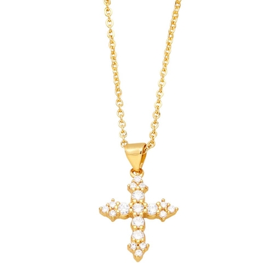 Collier croix plaqué Or et Cristal