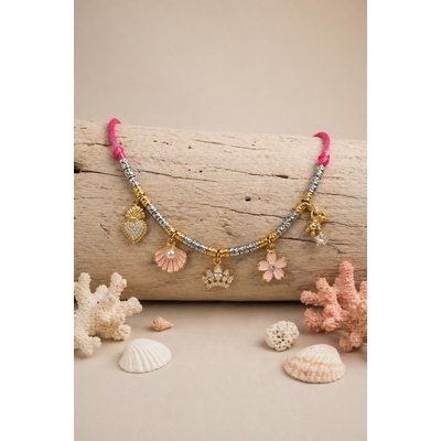 Collier femme été 2026 rose & breloques