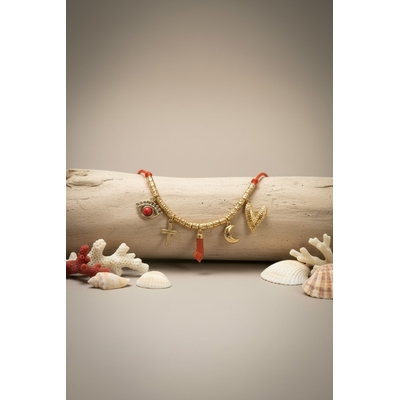 Collier femme avec main en corail véritable de corse