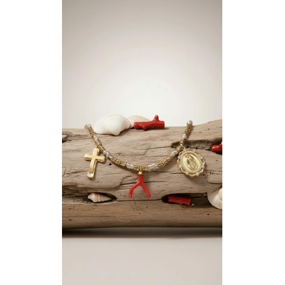 Collier femme branche de corail rouge véritable de Corse